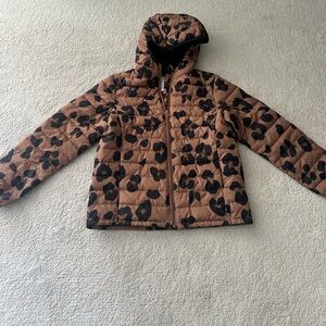 GAP Kids Leopard Print Puffer Jacket - Size Medium